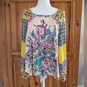 Free People‎ Positano Printed Blouse Size XS (Oversized)